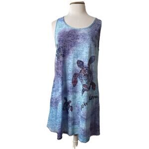 Kai Wahine Aloha Kona Tank Burn Out Cover Up Dress Women’s L Turtle Beach Resort